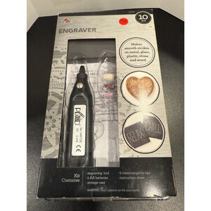 PLAID Engraver Tool Kit with Tips & Case, 10 pc Set - Metal, Glass, Wood, Stone